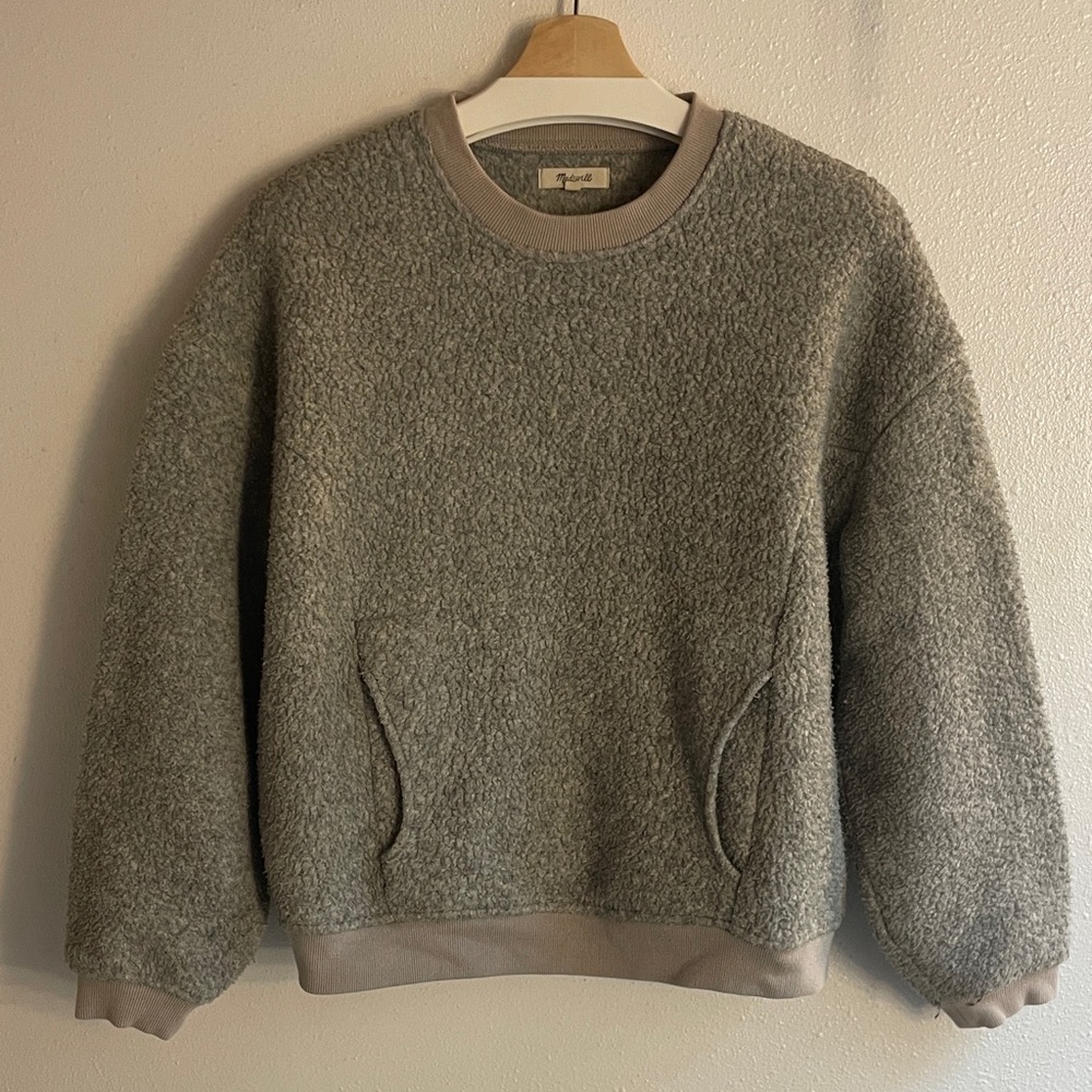 Madewell Textured Gray Crewneck Sweater
